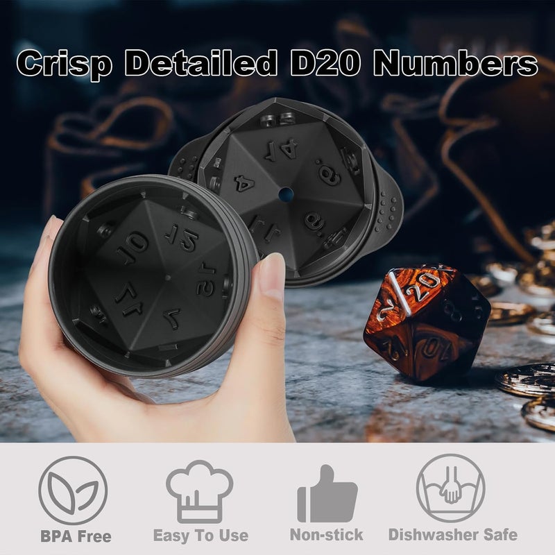 TPPICK D20 Dice Ice Mold, DND Gamer Gifts for Men Women, Cool Christmas Stocking Stuffers Ideas for Adults TRGP Lover, Large Silicone D&D Accessories Ice Cube Tray for Cocktails,Bourbon,Whiskey,Game - Image 2